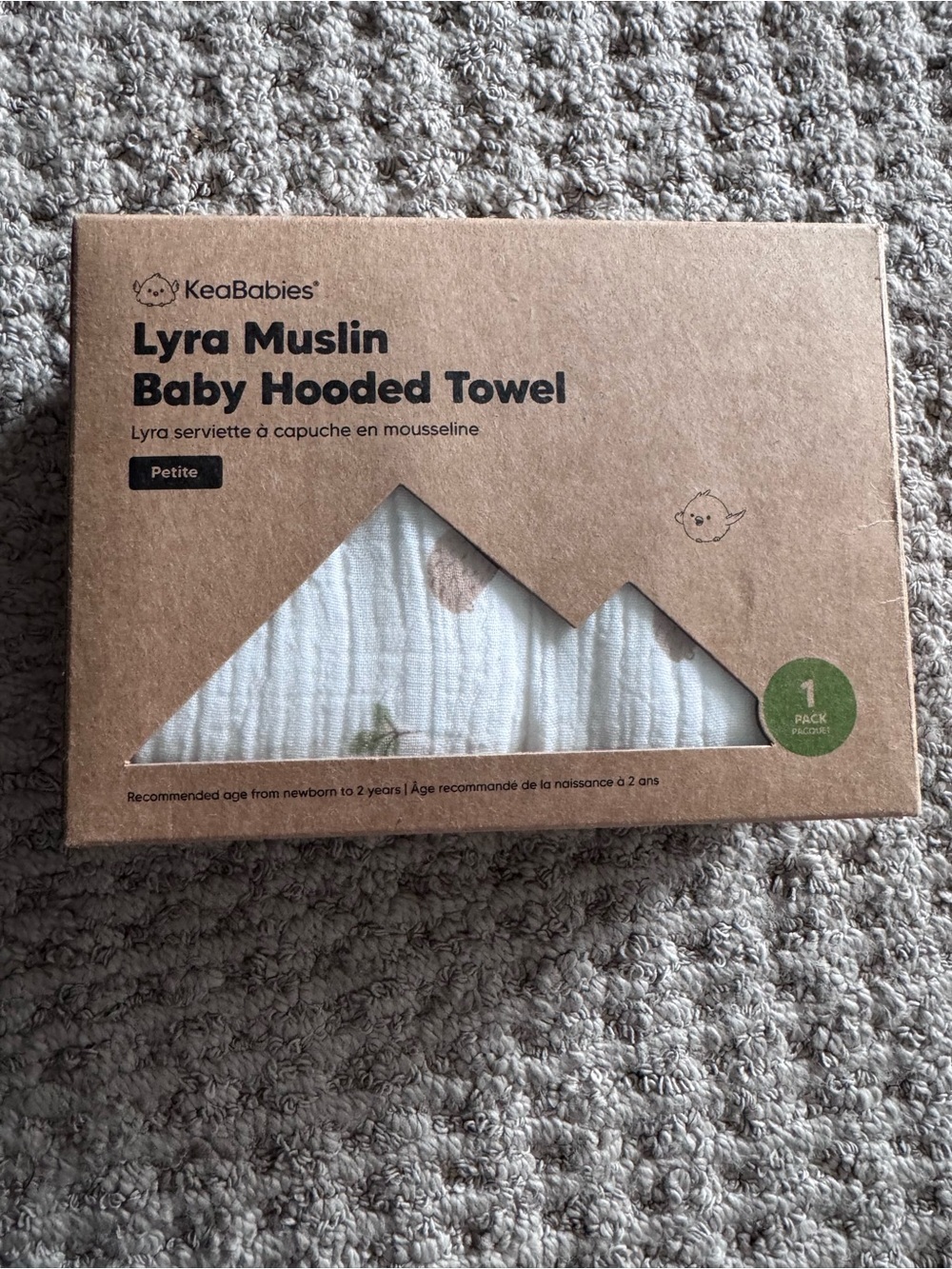 ☀️KeaBabies Lyra Muslin Baby Hooded Towel - White with Pastel Accents